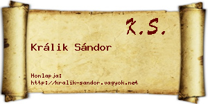 Králik Sándor névjegykártya