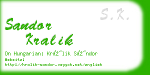 sandor kralik business card